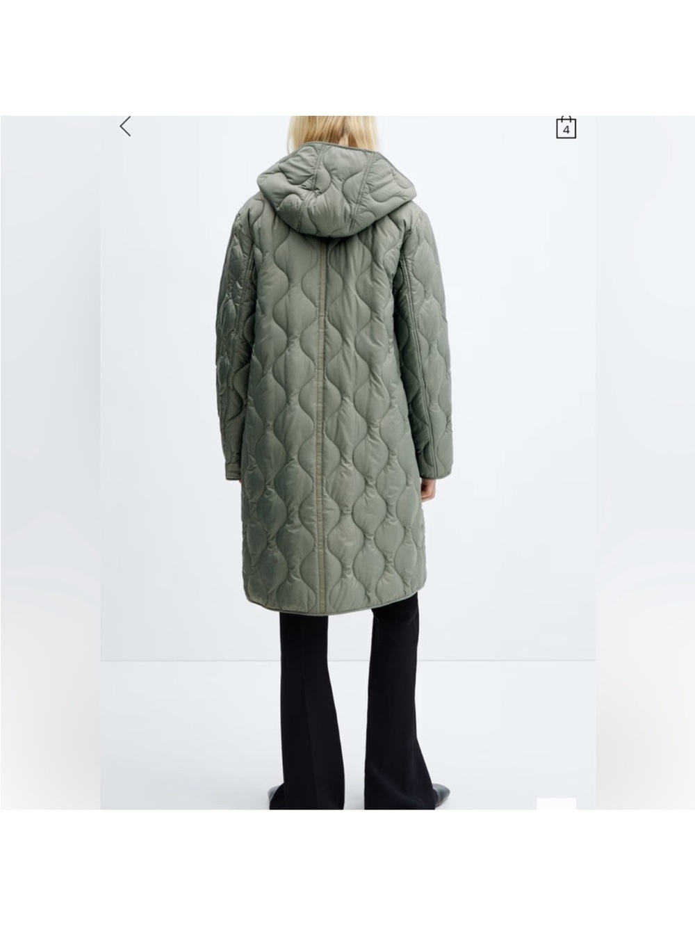 Mango Quilted Hooded Long Puffer Coat in Sage Green size Small - Picture 5 of 12